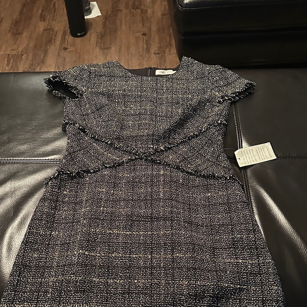 Eliza J Black and Gray Tweed Dress